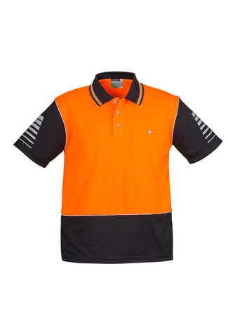 Custom business logo Men's Hi Vis Zone Short Sleeve Polo from Syzmik Workwear available at Workwear Ink