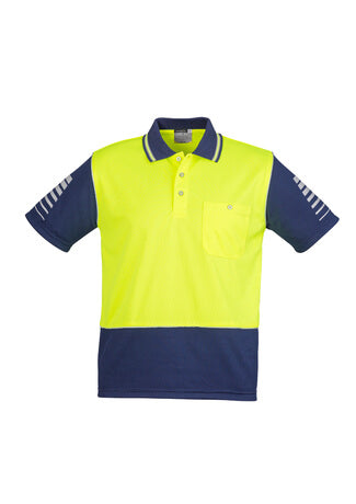 Custom business logo Men's Hi Vis Zone Short Sleeve Polo from Syzmik Workwear available at Workwear Ink