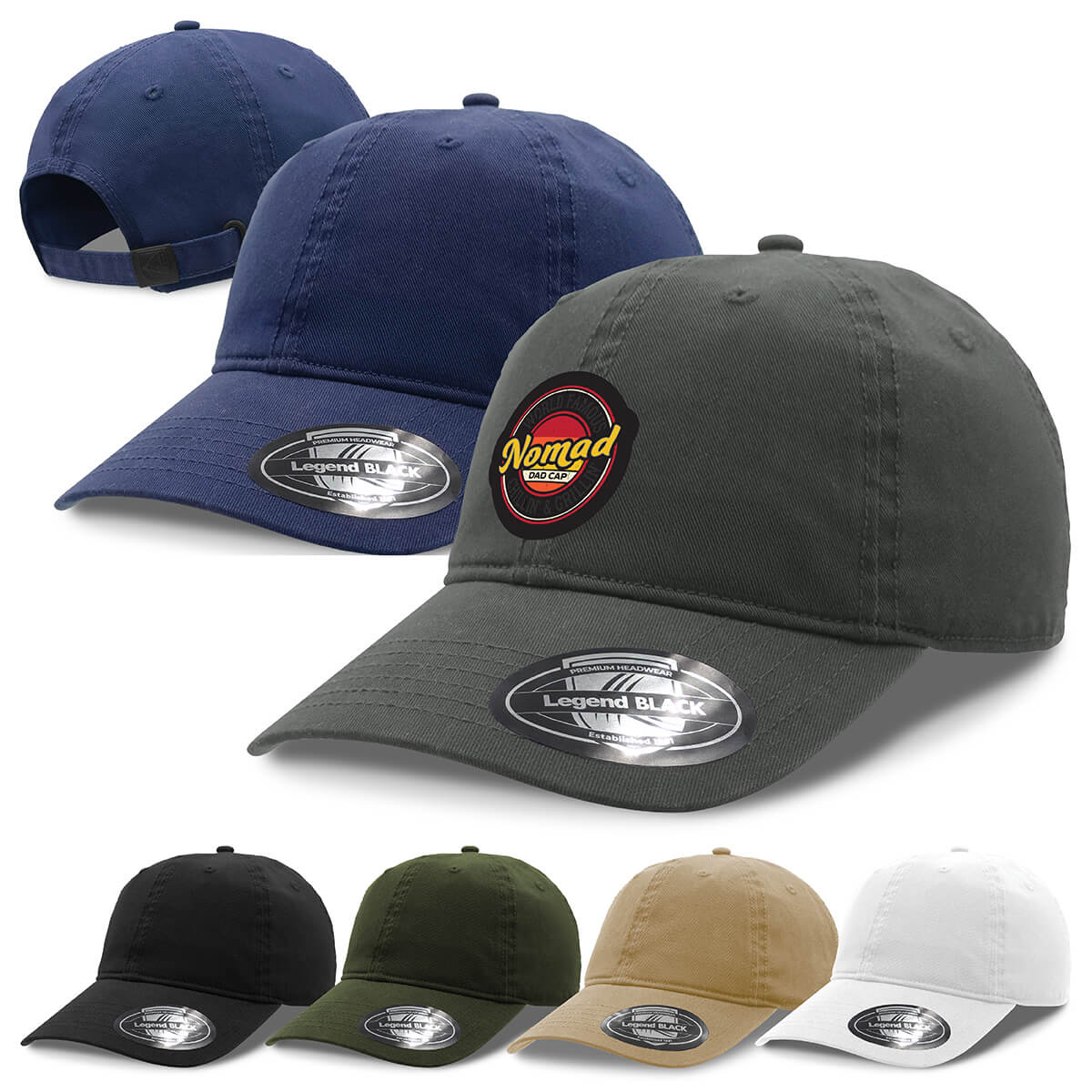 Custom business logo Nomad Dad Hat from Legend Life available at Workwear Ink