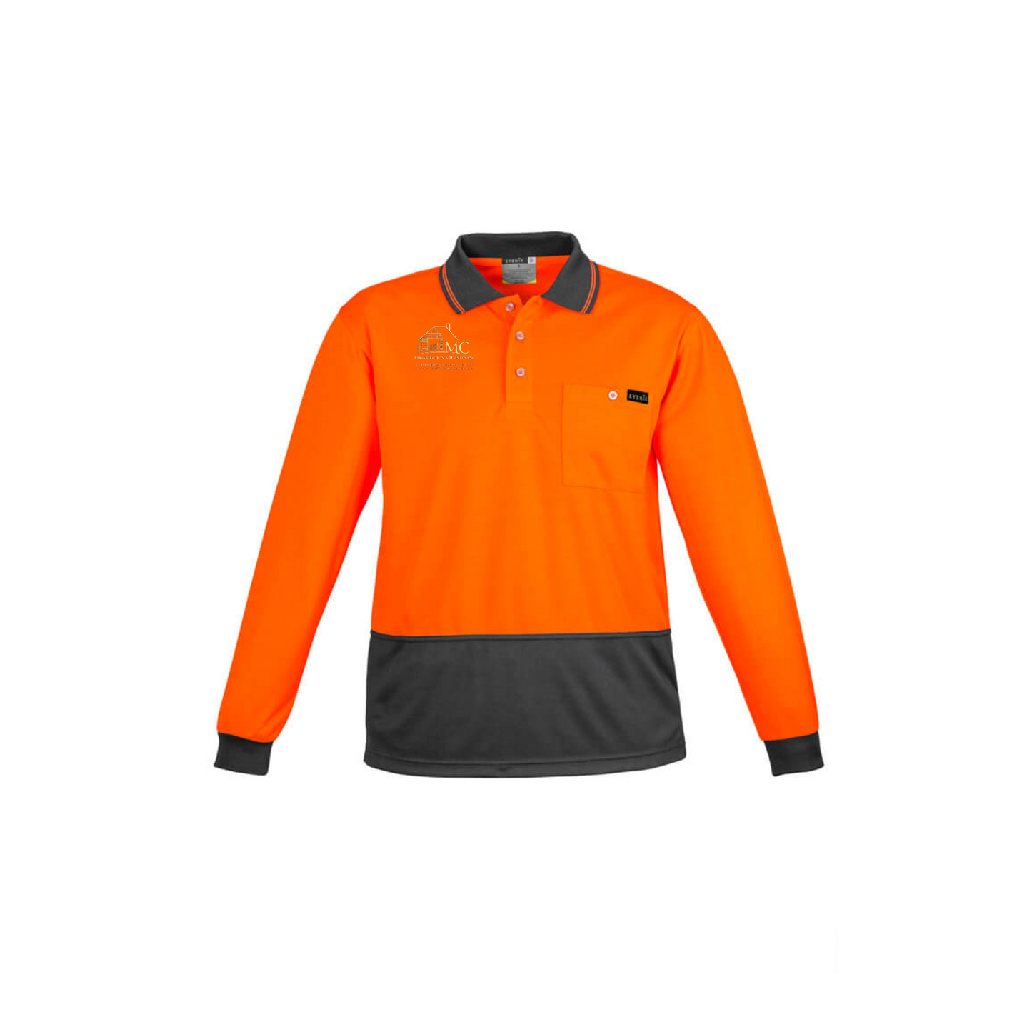 Mens Hi Vis Comfort Back Long Sleeve Polo