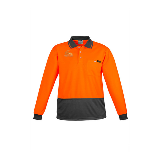 Mens Hi Vis Comfort Back Long Sleeve Polo