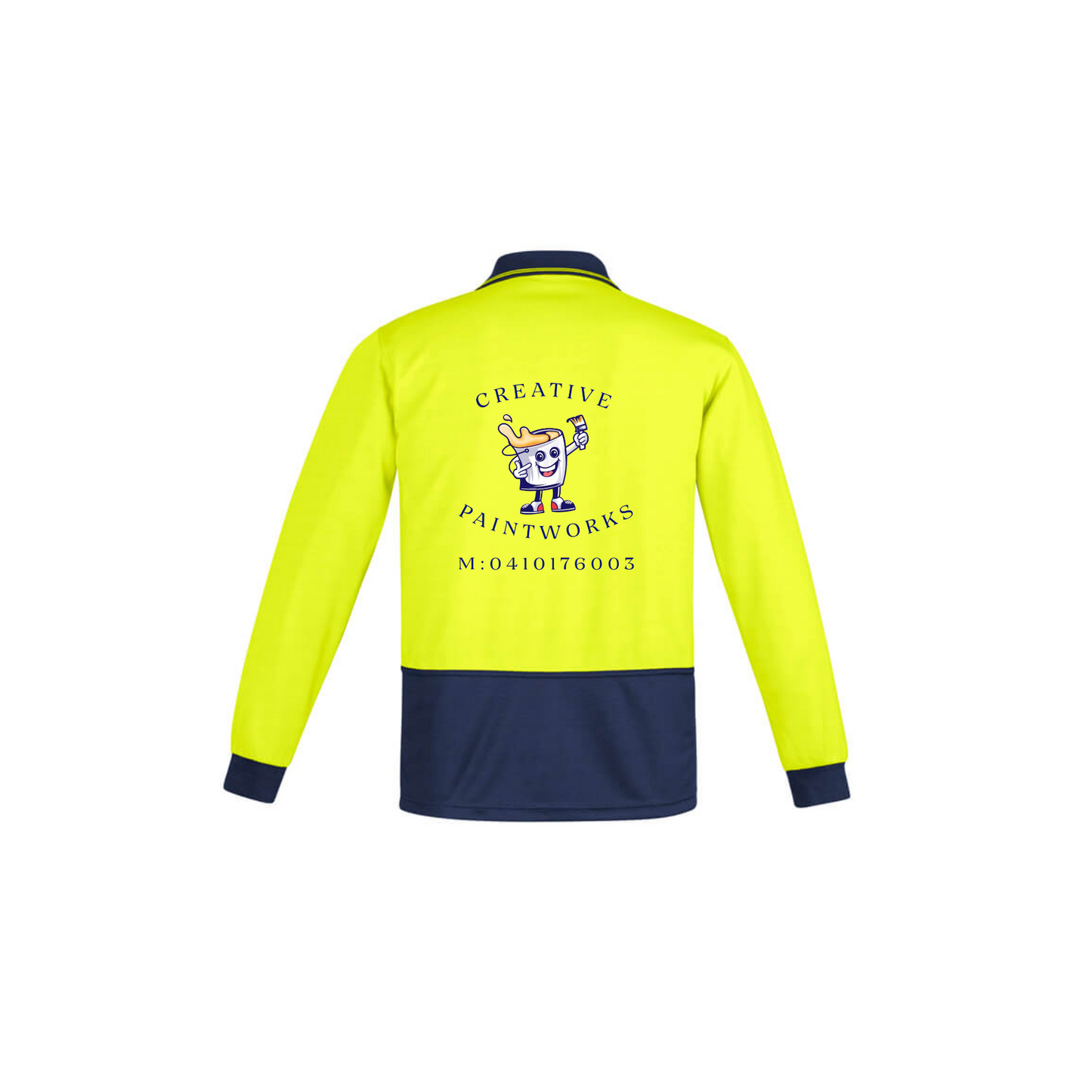 Mens Hi Vis Comfort Back Long Sleeve Polo