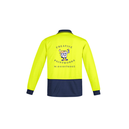 Mens Hi Vis Comfort Back Long Sleeve Polo